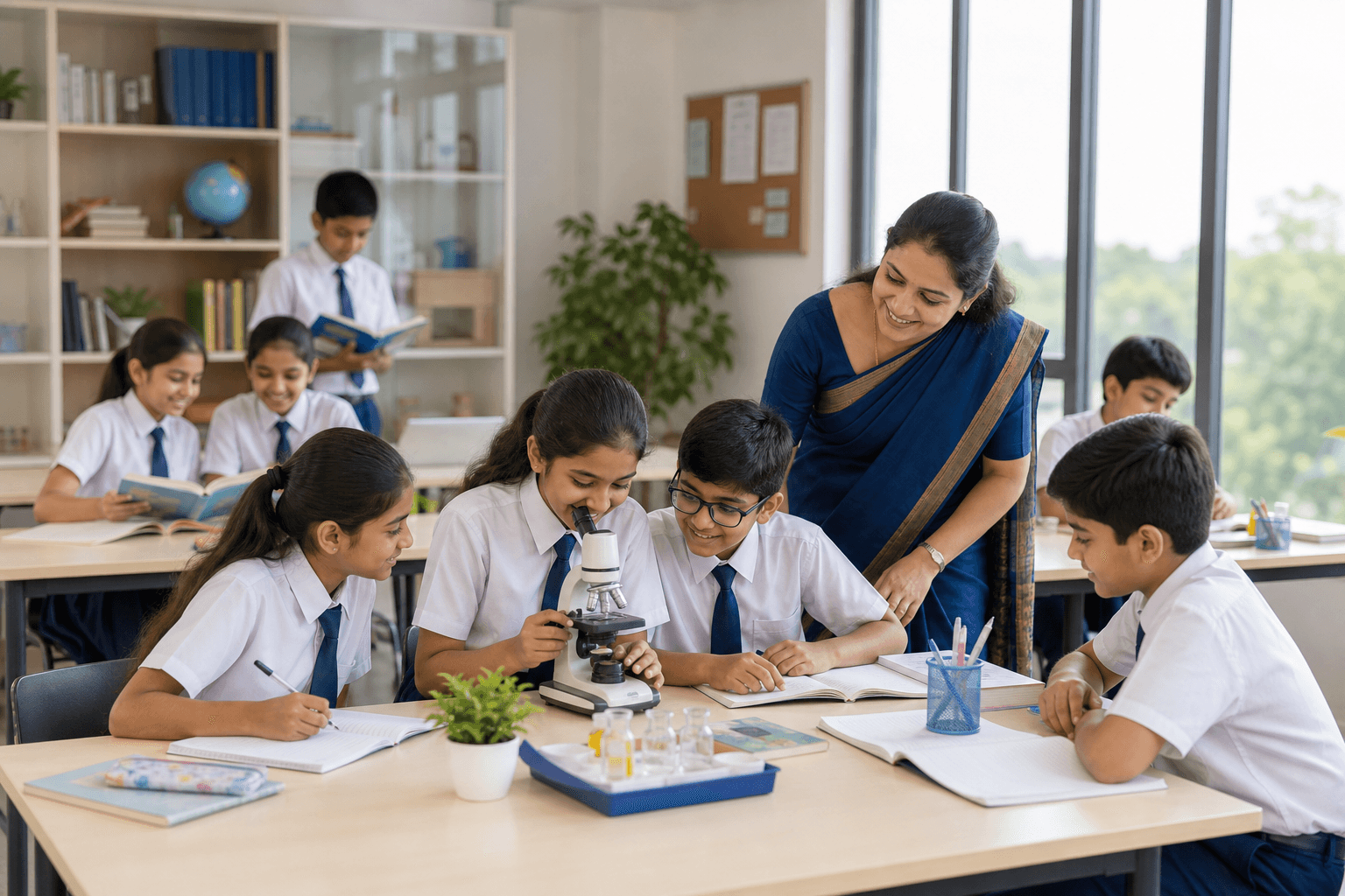 Clean classroom and teacher guidance at Triveni Triratan Public Jr. High School